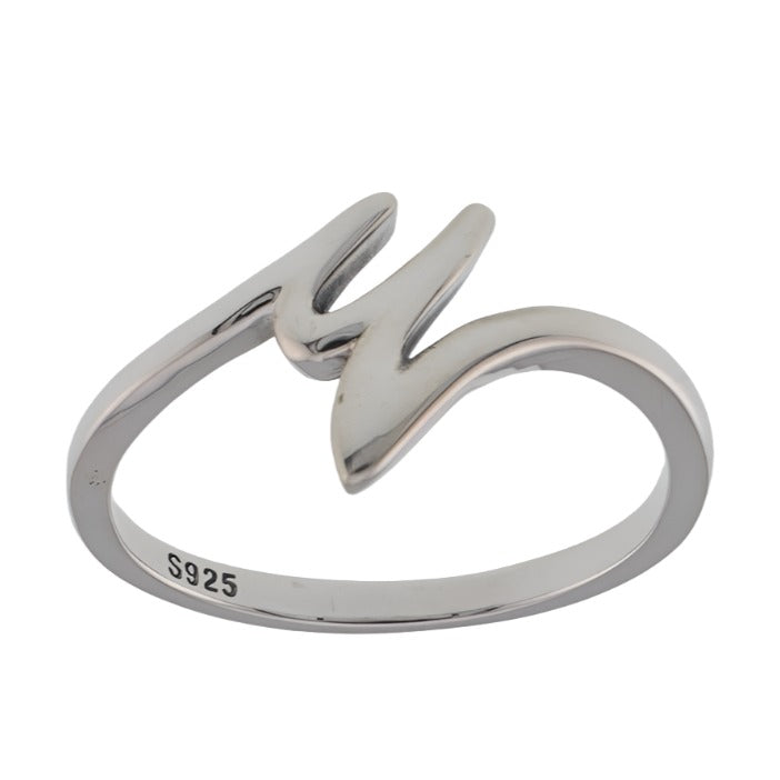 R2047 Rhodium Plated Letter Y Ring - Selah925.com