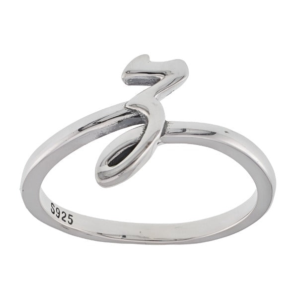 R2047 Rhodium Plated Letter Z Ring - Selah925.com