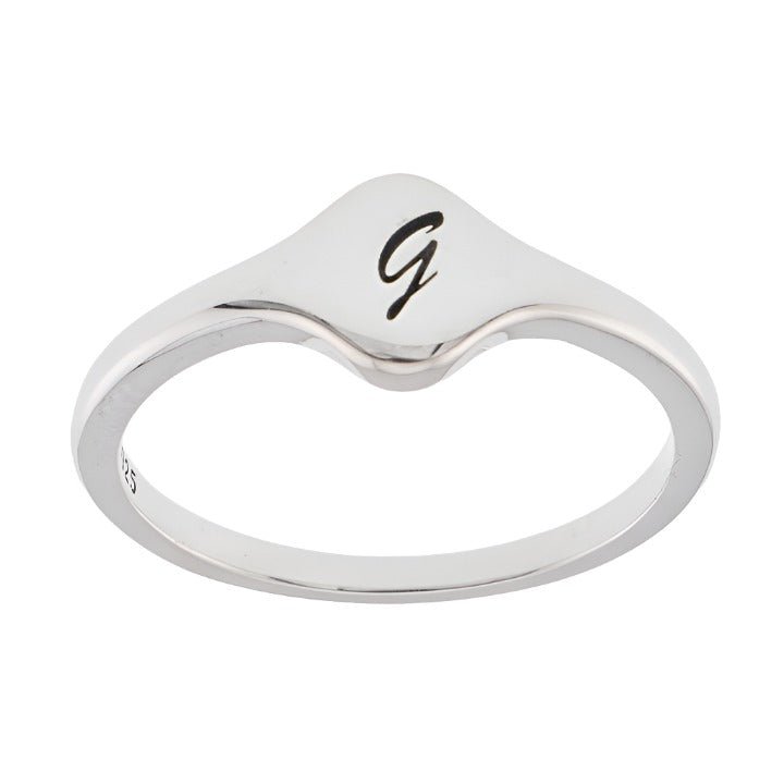 R2048 Rhodium Letter G Ring - Selah925.com