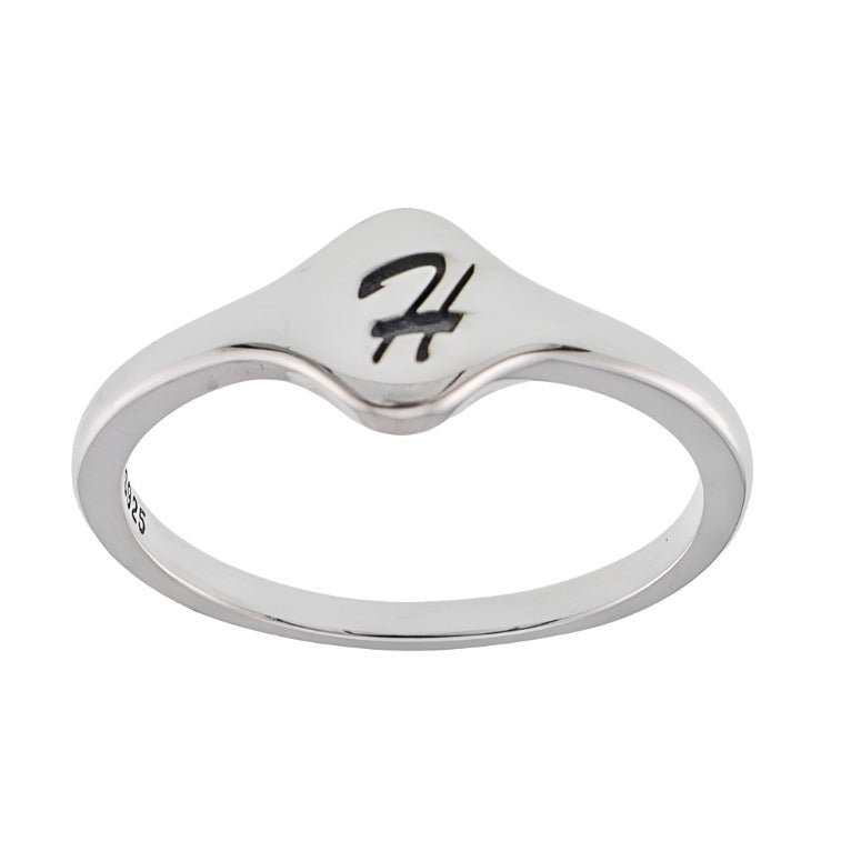 R2048 Rhodium Letter H Ring - Selah925.com