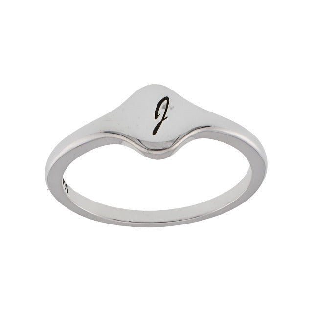 R2048 Rhodium Letter J Ring - Selah925.com