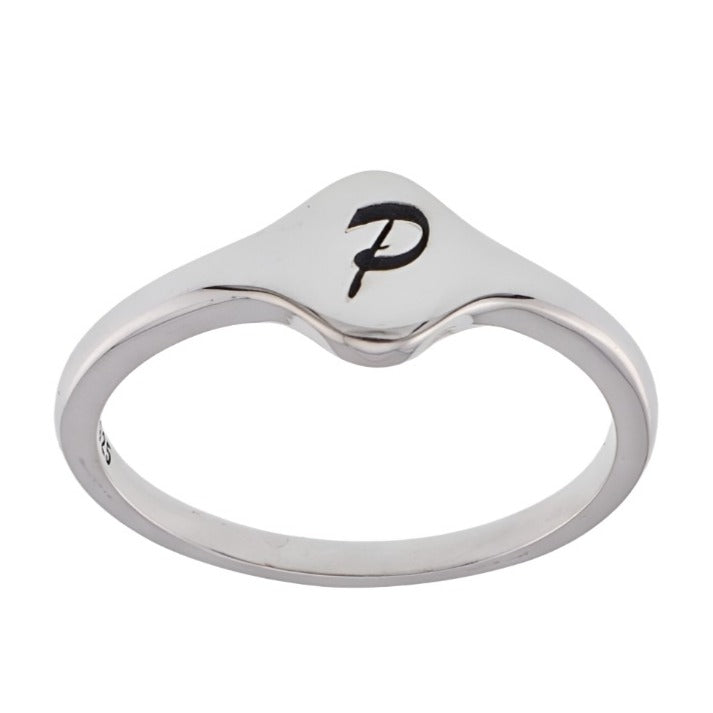 R2048 Rhodium Letter P Ring - Selah925.com