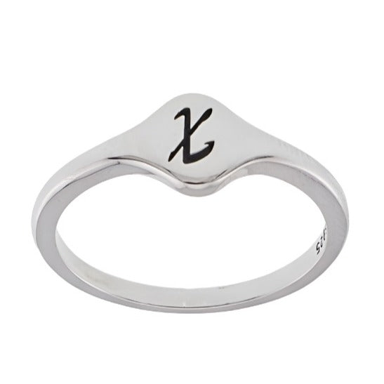 R2048 Rhodium Letter X Ring - Selah925.com