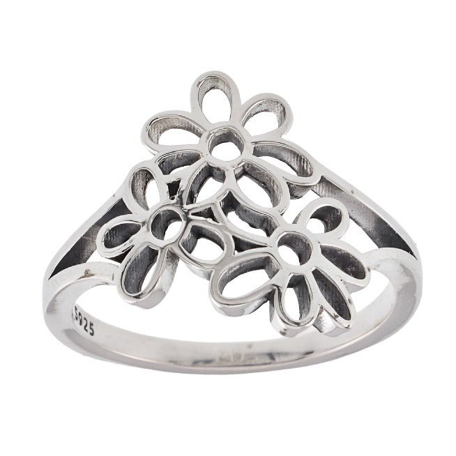 R2052 Three Flowers Ring - Selah925.com