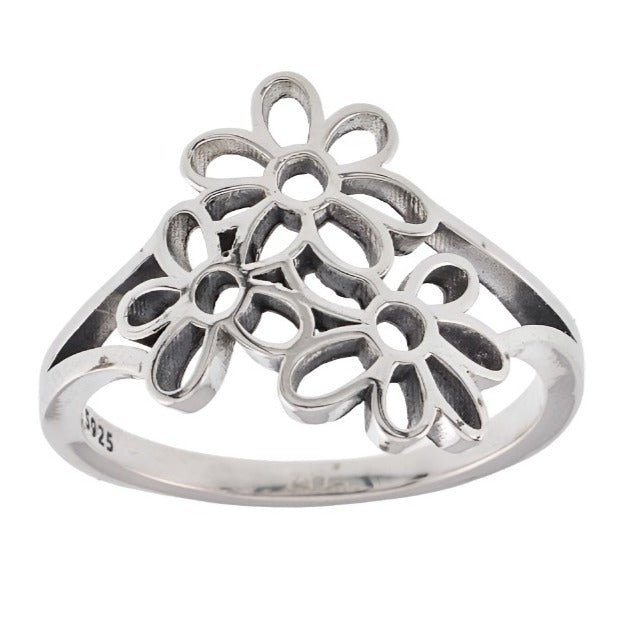 R2052r Three Flowers Ring - Selah925.com