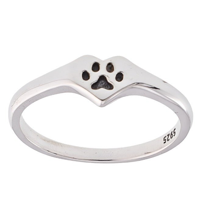 R2053r Rhodium Dog Print Ring - Selah925.com