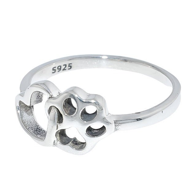 R2056 Heart &amp; Paw Ring - Selah925.com