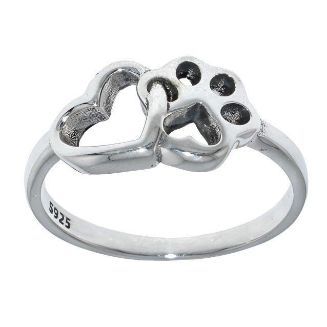 R2056 Heart &amp; Paw Ring - Selah925.com