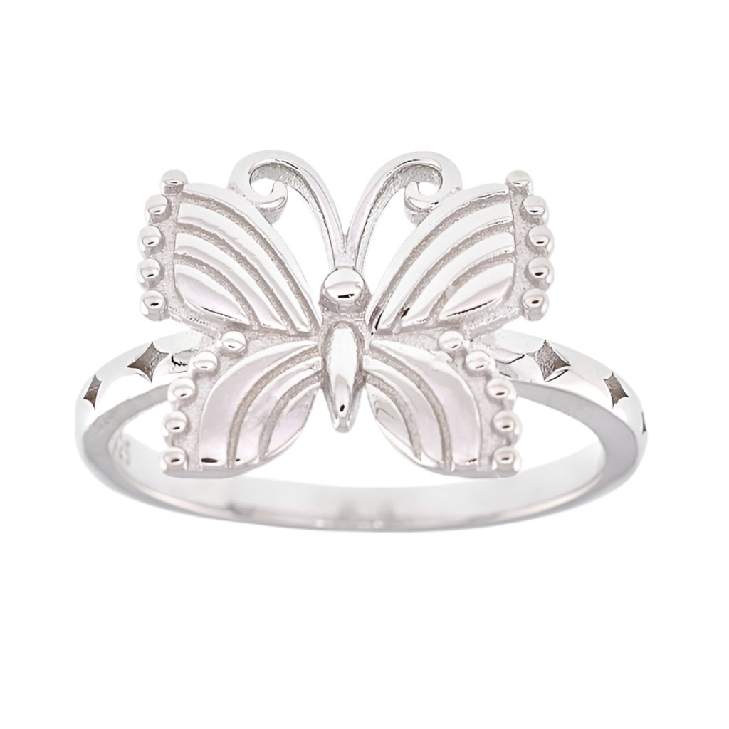 R2059r Butterfly Rhodium Ring - Selah925.com