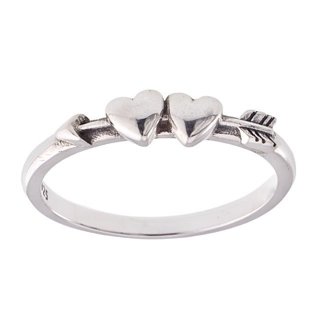 R2060 Double Heart &amp; Arrow Ring - Selah925.com