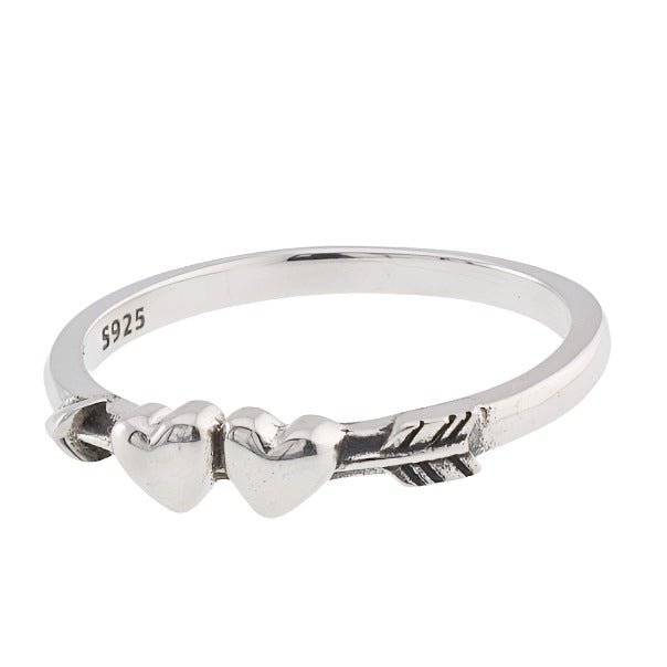 R2060 Double Heart &amp; Arrow Ring - Selah925.com