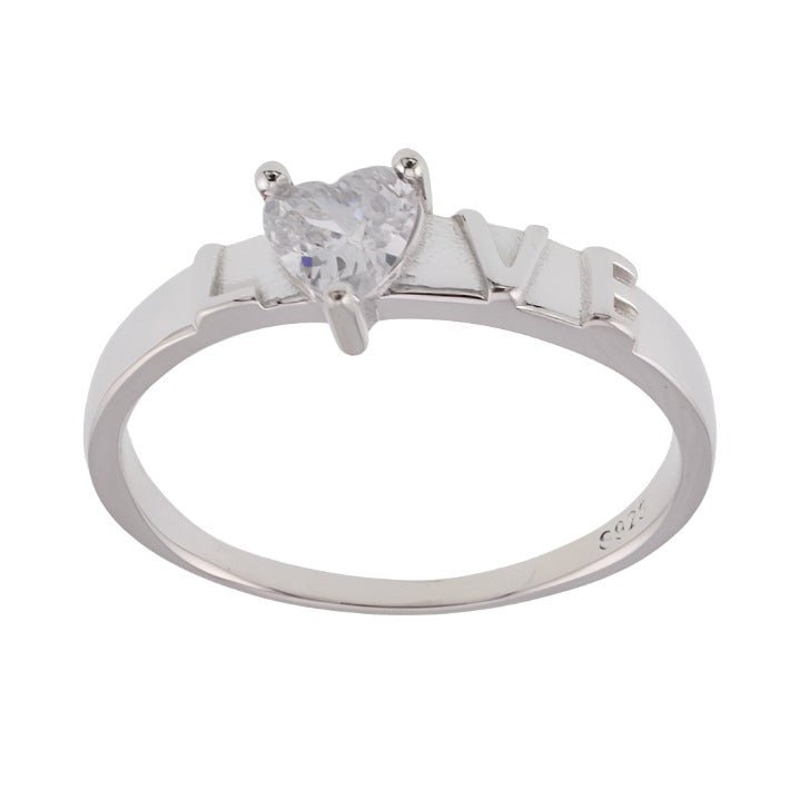 R2072r Love CZ Heart Rhodium Ring - Selah925.com