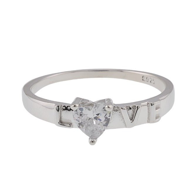 R2072r Love CZ Heart Rhodium Ring - Selah925.com