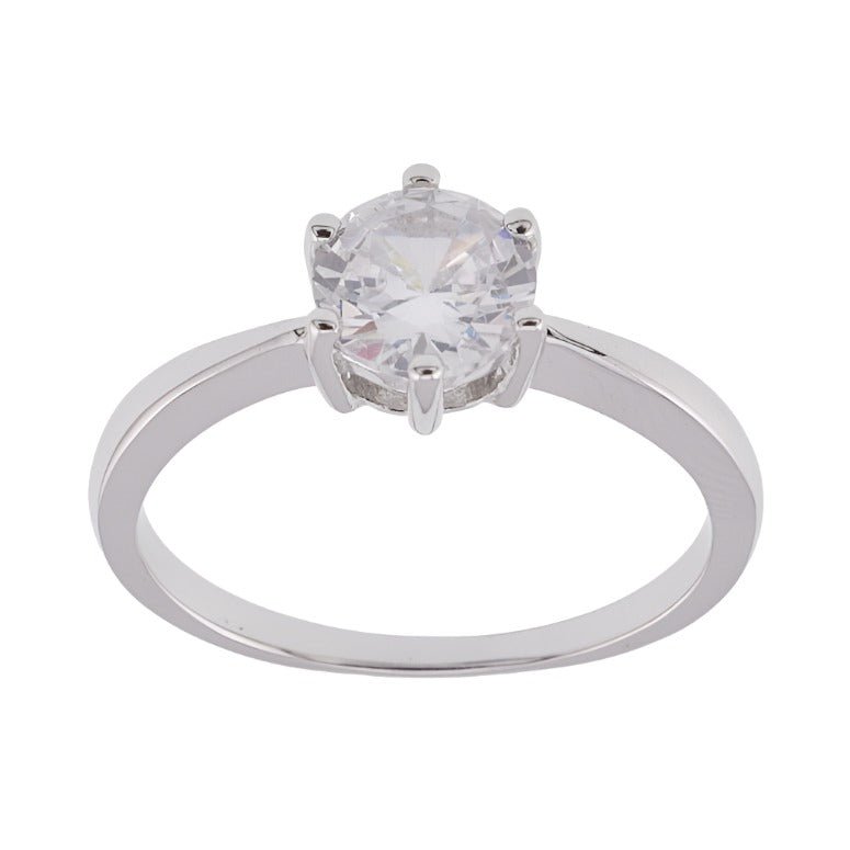 R2074r CZ Solitaire Rhodium Ring - Selah925.com