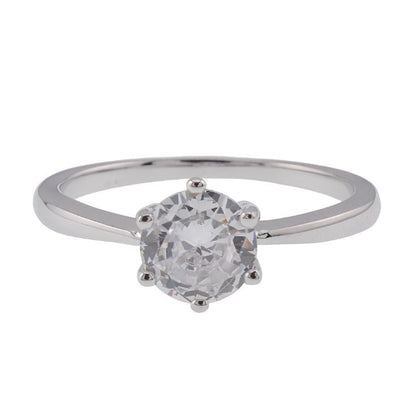 R2074r CZ Solitaire Rhodium Ring - Selah925.com