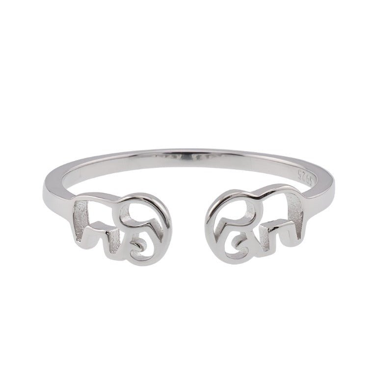 R2080r Elephants Rhodium Ring - Selah925.com