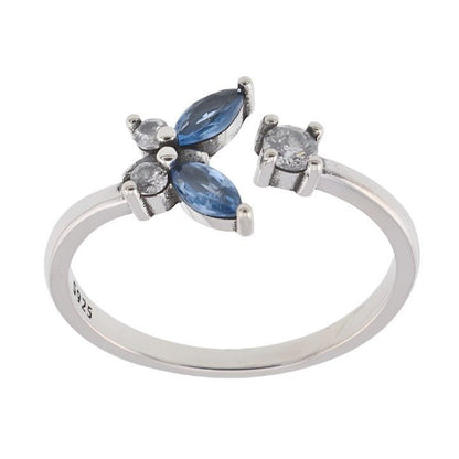 R2081 Blue Butterfly Ring - Selah925.com