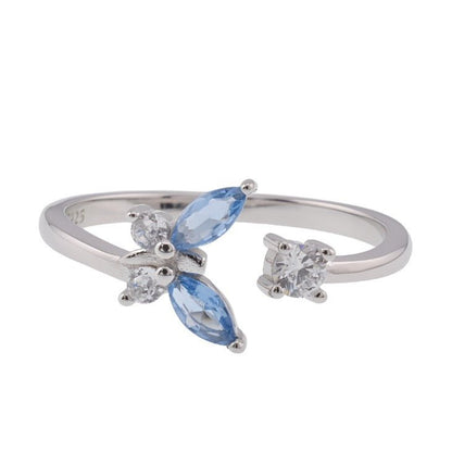 R2081r Blue Butterfly Rhodium Ring - Selah925.com