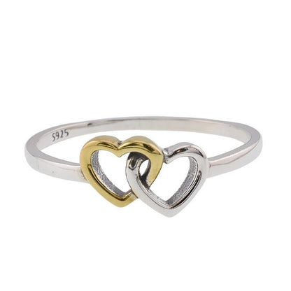 R2083 Silver and Gold Plated Heart Ring - Selah925.com