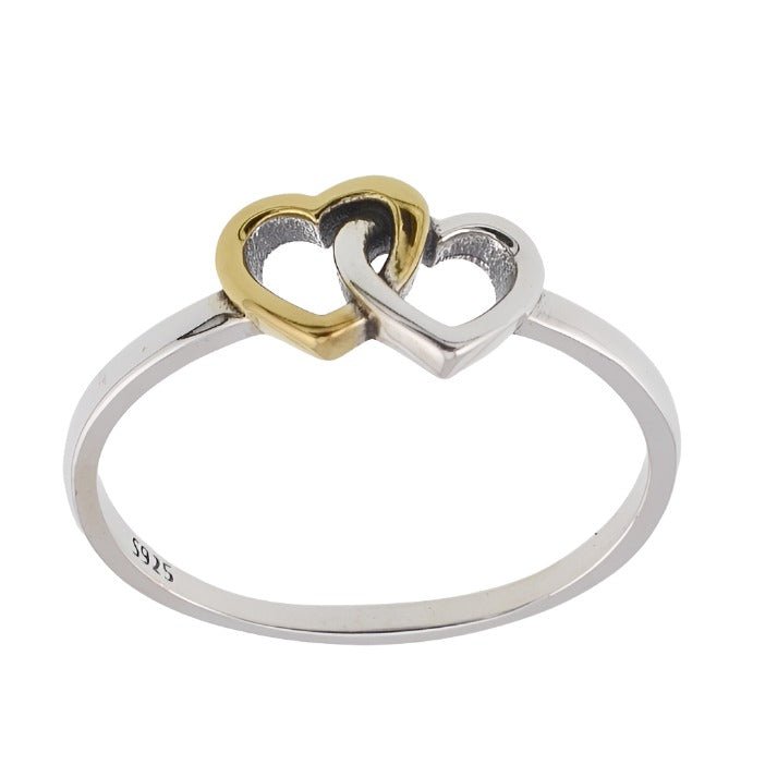 R2083 Silver and Gold Plated Heart Ring - Selah925.com