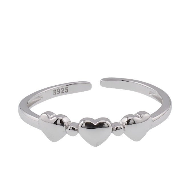 R2084r 3 Hearts Rhodium Ring - Selah925.com