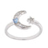 R2090r Blue Cz Moon & star Rhodium Ring - Selah925.com