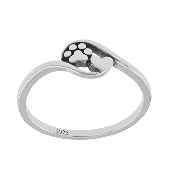 R2093 Paw &amp; Heart Ring - Selah925.com