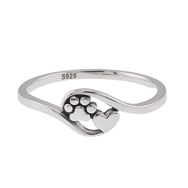 R2093 Paw &amp; Heart Ring - Selah925.com