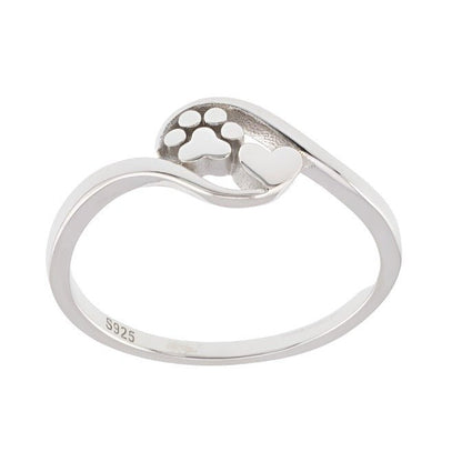 R2093r Paw &amp; Heart Rhodium Ring - Selah925.com