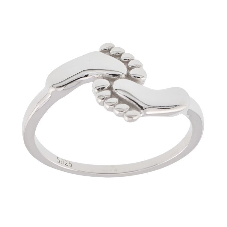 R2094r Baby Feet Rhodium Ring - Selah925.com