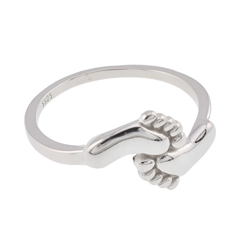 R2094r Baby Feet Rhodium Ring - Selah925.com