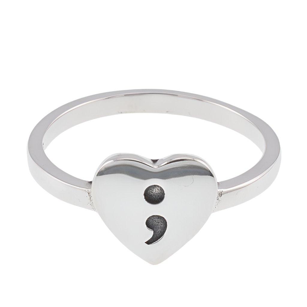 R2100 Semicolon Symbol Heart Ring - Selah925.com