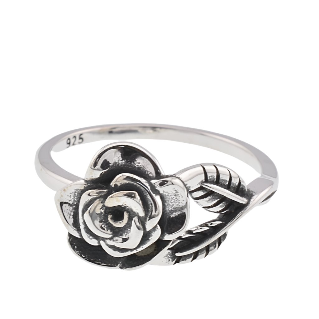 R2110 Rose Antique Silver Ring - Selah925.com