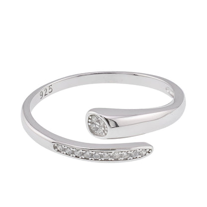 R2114 CZ Open Wrap Around Rhodium Finish Ring - Selah925.com