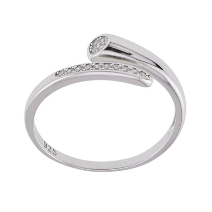 R2114 CZ Open Wrap Around Rhodium Finish Ring - Selah925.com