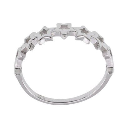 R2115 CZ Stars Rhodium Finish Ring - Selah925.com