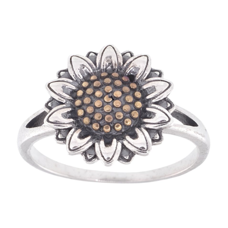 R2130 Gold Sunflower Ring - Selah925.com