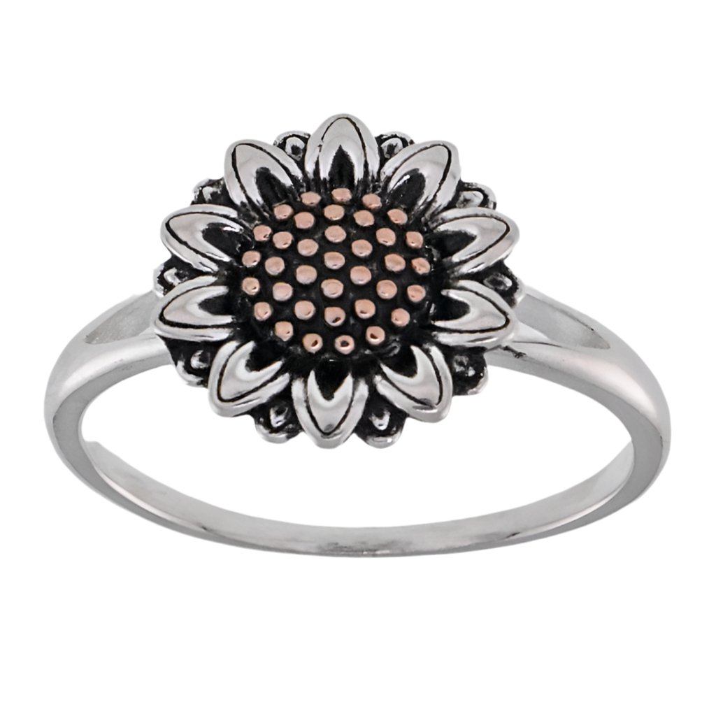 R2130 Rose Gold Sunflower Ring - Selah925.com