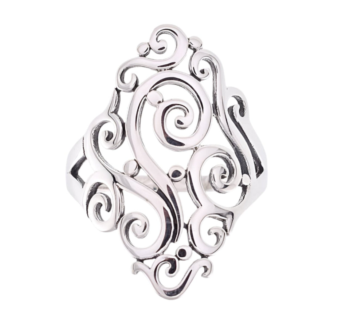 R2133 Elegant Swirl Ring - Selah925.com