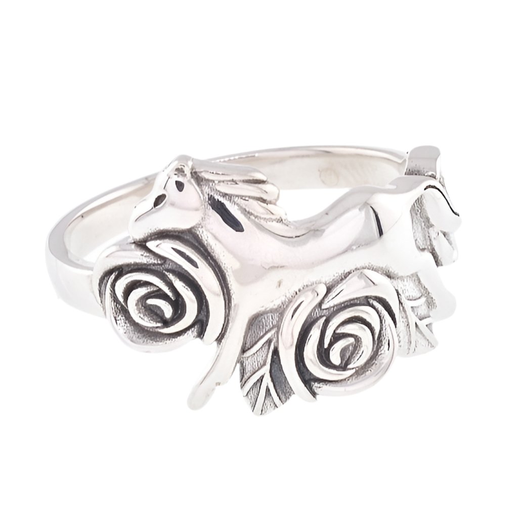 R2135 Horse Flower Ring - Selah925.com