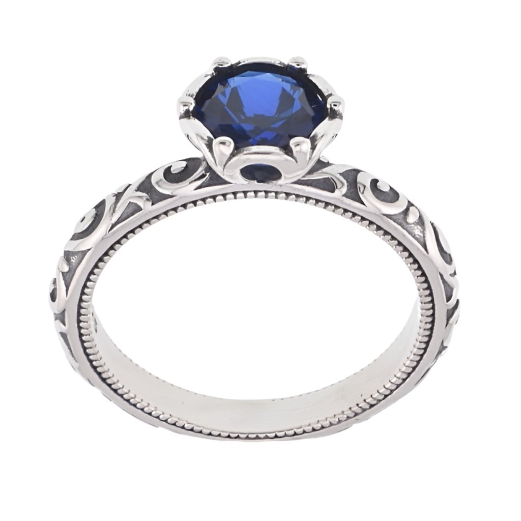 R3008 Blue Gemstone Ring - Selah925.com