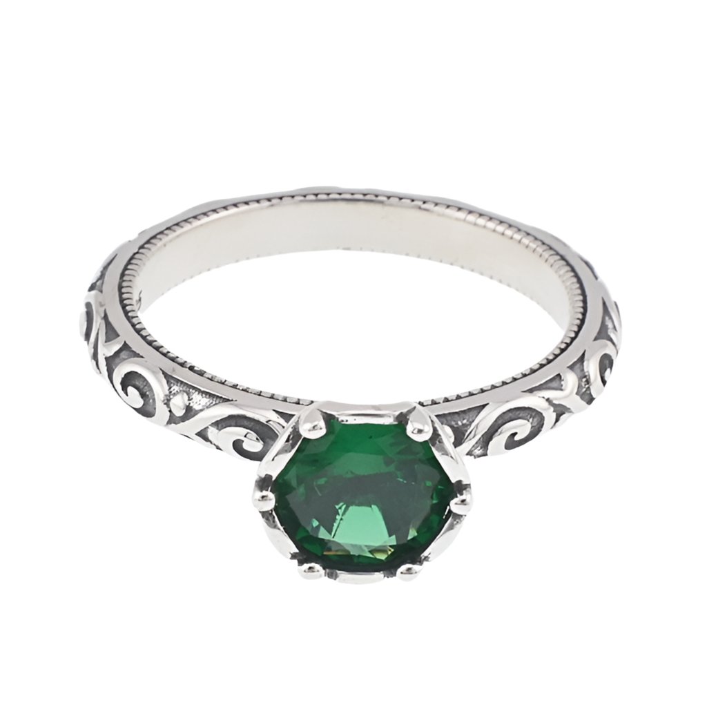 R3008 Green Gemstone Ring - Selah925.com