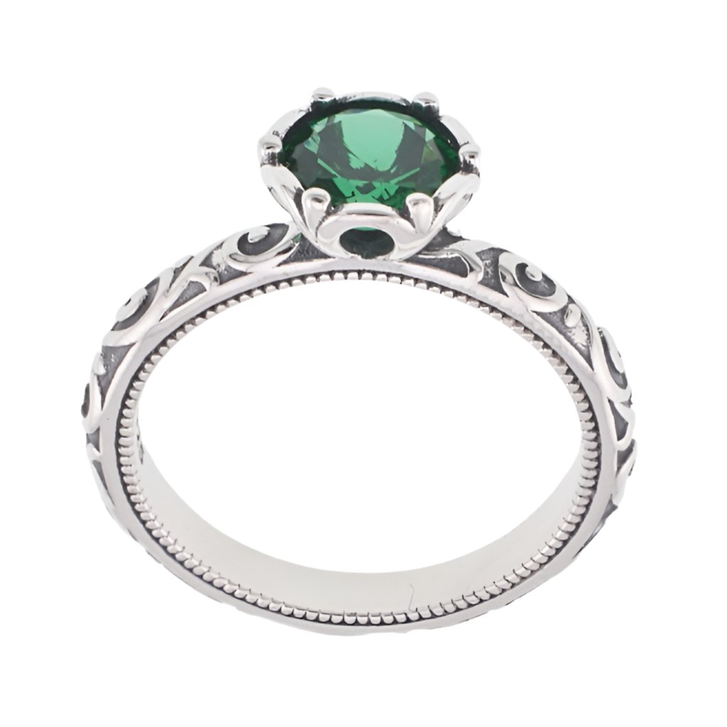 R3008 Green Gemstone Ring - Selah925.com