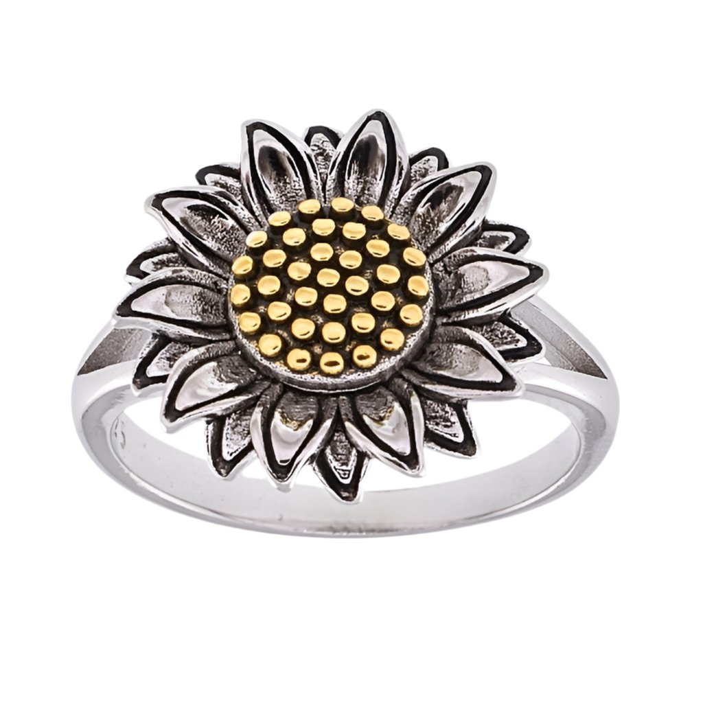 R4026 Gold Sunflower Ring - Selah925.com