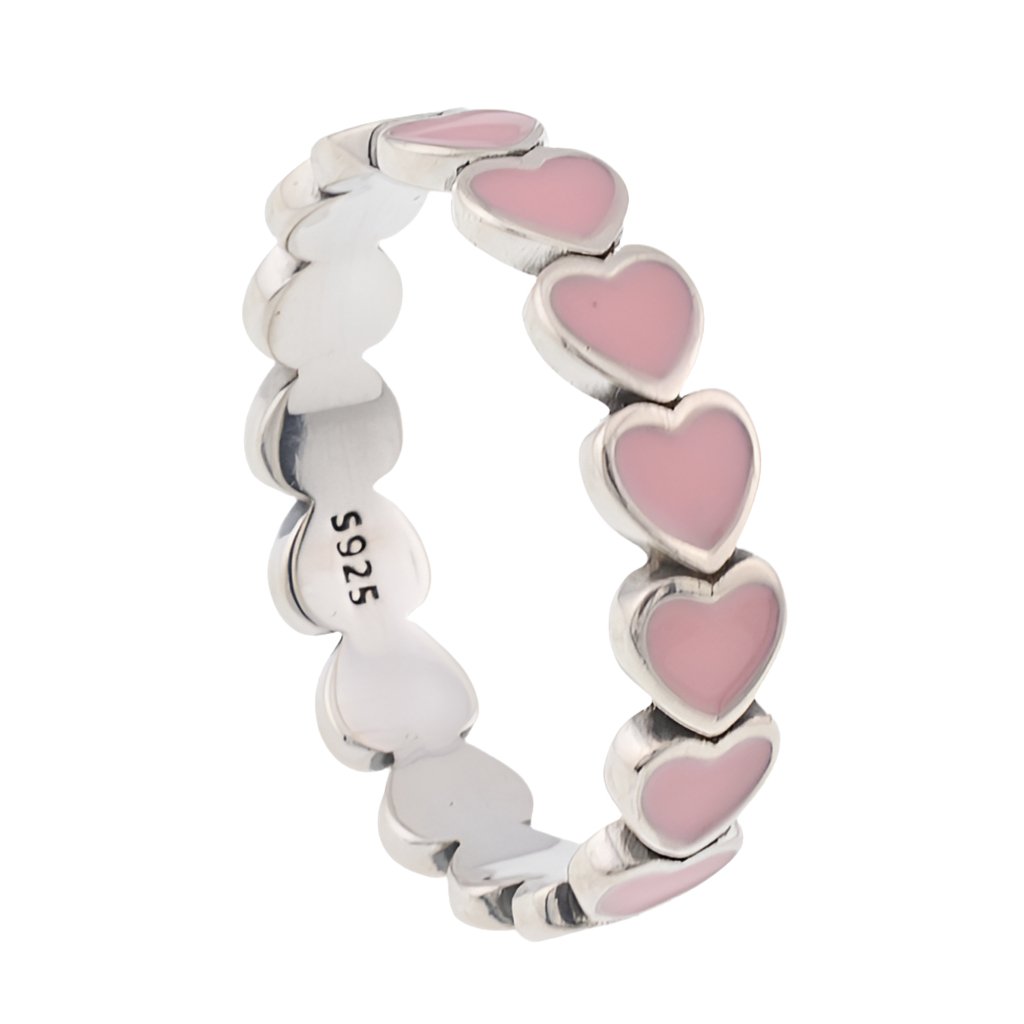 R4047 Pink Heart Band Ring - Selah925.com