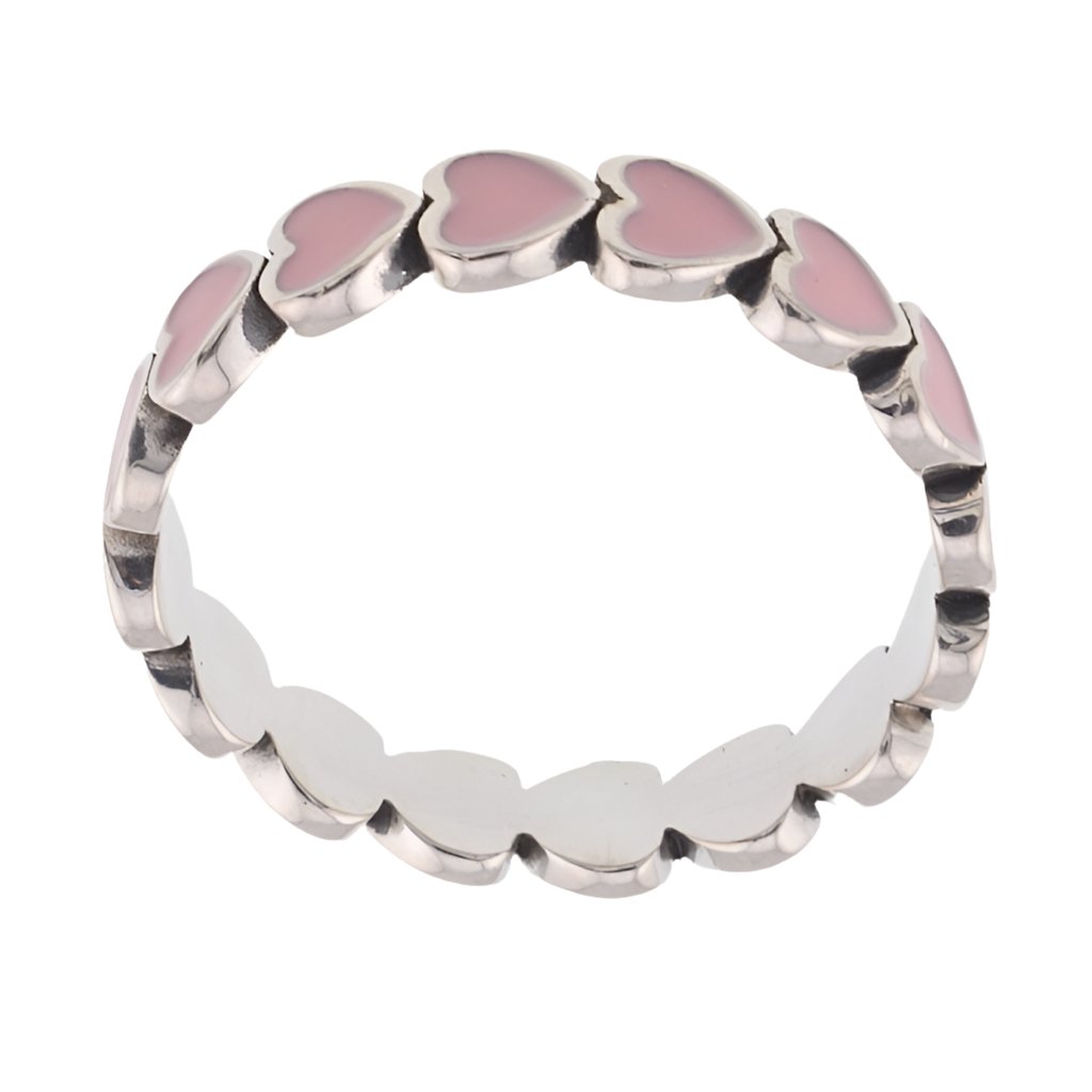 R4047 Pink Heart Band Ring - Selah925.com