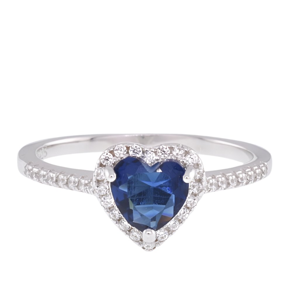 R4048 Blue Heart Ring - Selah925.com