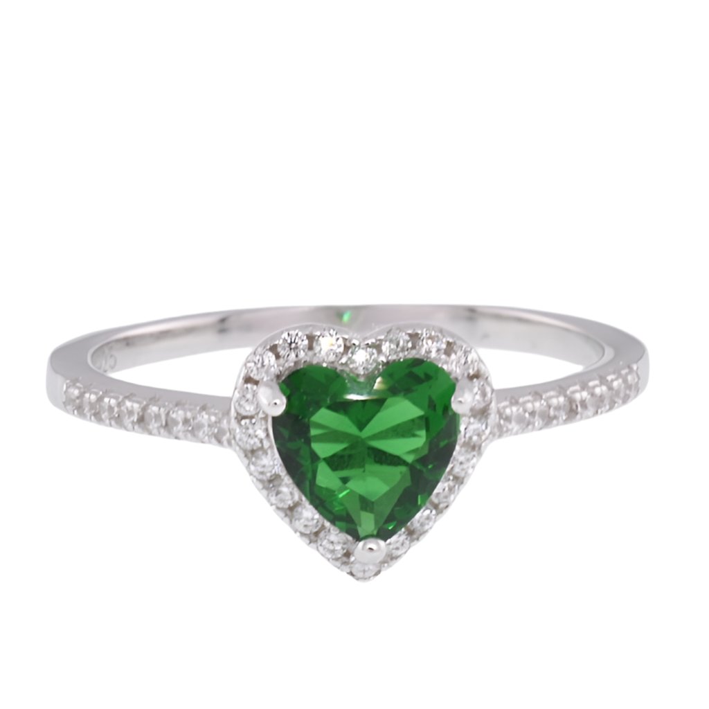 R4048 Green Heart Ring - Selah925.com