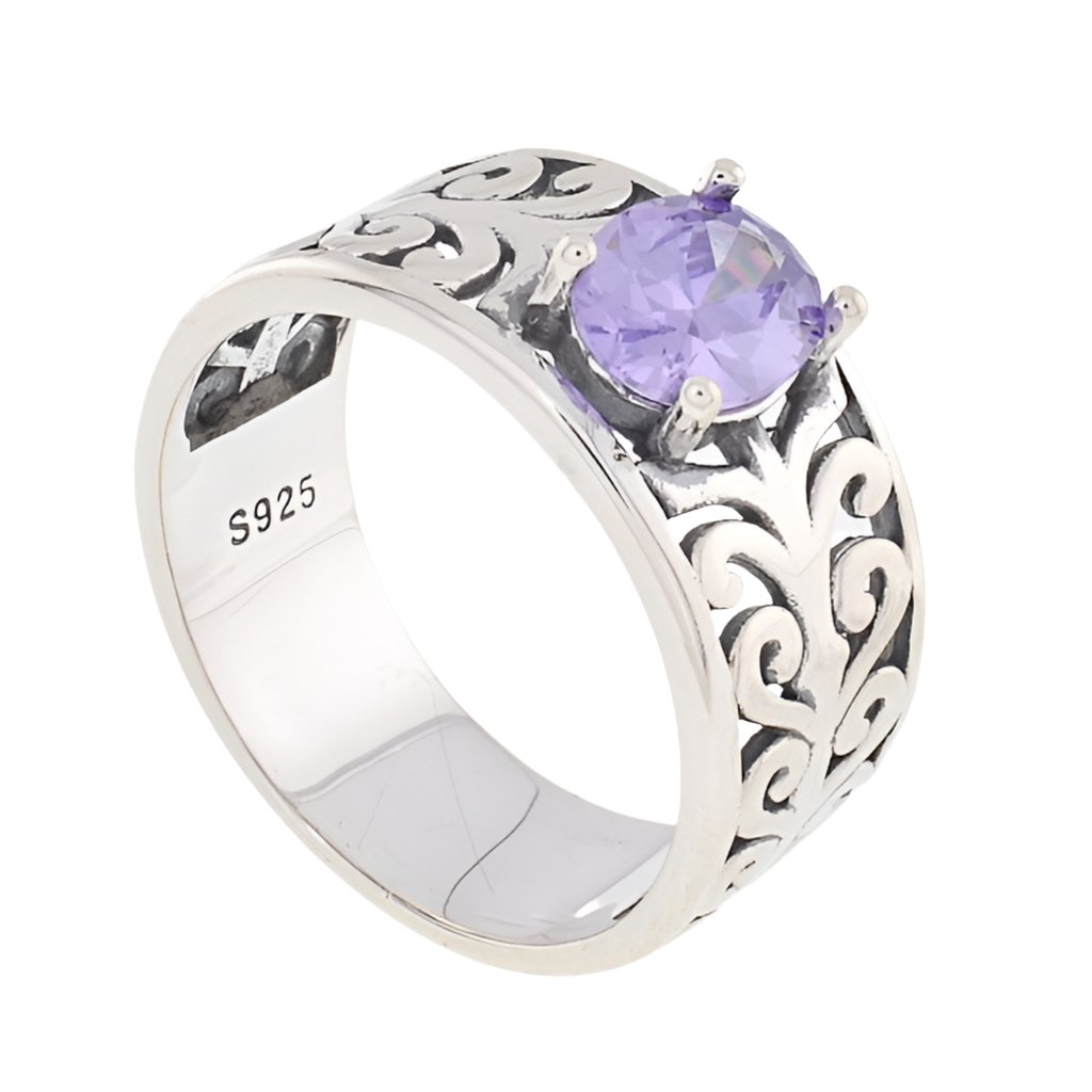 R5040 Violet Gemstone Swirl Band - Selah925.com