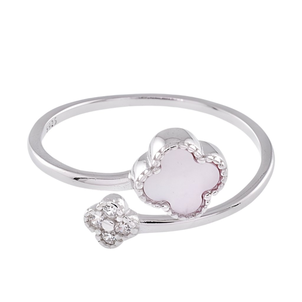 R6005 Power Pink Clover Ring - Selah925.com